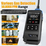 LinkMejor GD-02 Portable Combustible Gas Detector 36cm Flexible Probe Detects Methane Propane Isobutane Real-Time Display 50000ppm Range Triple Alarm System