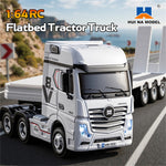 Huina Toys 9901 1/64 2.4G 12CH RC Car Flatbed Tractor Trailer Truck Cool LED Light Full Proportional Two Speed Remote Control RTR Vehicle Models Toys