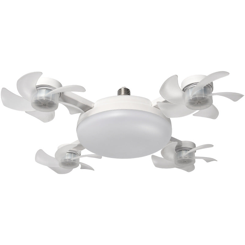 Elfeland Creative Drone-Style E27 LED Fan Light 2-in-1 Lighting & 3 Speed Fan with Remote Control Dimmable Timer for Living Room Bedroom