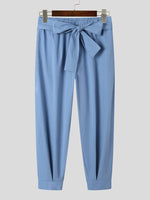 INCERUN Men Pants Fashion Solid Color Bow Knot Trousers Men Streetwear Elastic Waist Harem Pants