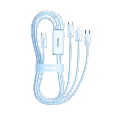 Baseus ICY Series 100W Type-C to Type-C+Type-C+iP Cable Fast Charging Data Transmission Copper Core Line 1.5M Long for iPhone 17 17Pro 16 Pro Max 15 14 13 for Huawei Mate XTs for Samsung Galaxy S25 Ultra for iPad Pro for OPPO for VIVO