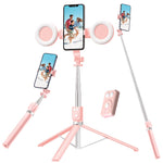 BT12 Selfie Stick Tripod with Filling Light Stainless Steel Phone Selfie Stick bluetooth Remote Control Stable Three-Legged Support for Live Broadcasts Video Shooting