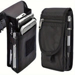 Outdoor Casual Wear-resistant Nylon Waist Bag Portable 3-compartment Layered Phone Bag Men's Belt Loop Pouch Large Capacity Wallet