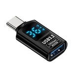 LinkMejor Digital Display USB 3.2 Adapter 10Gbps 36-60W Power Meter Tester Smart Chip Data Transmission USB-C Extension Adapter Converter