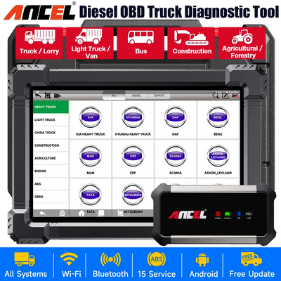 LinkMejor X7HD Diesel Truck Scanner OBDII Diagnostic Tool Heavy Duty Diesel Truck Scan Tool Heavy Duty Truck Scanner Professional Full System 12V 24V Oil Regen ECU Reset Battery OBD2 Diagnostic Tool