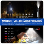 LinkMejor YC8001 800LM Flat LED Flashlight Type-C Rechargeable EDC Torch with Tail Magnet IP67 Waterproof Built-in1000 mAh Battery Lantern