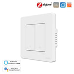 LinkMejor Tuya Smart Zigbee3.0 Push Button Switch 2Gang Remote Smart Life APP Control Timing Function Voice Control Work with Alexa Google EU Standard