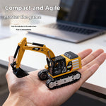 LinkMejor HG4-301 RTR 1/64 2.4G Mini RC Excavator Alloy Bucket 270 °Rotation Support App Remote Controlled LED Light Sound Engineering Vehicles Two Speed Desktop Toys Model Collection Gift For Boys