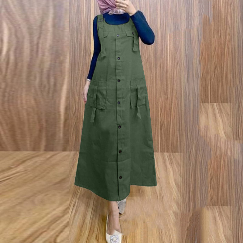 LinkMejor Women Maxi Dress Solid Color Wide Halter Dress Comftable Workwear Wide Straps Long Dress Plus Size