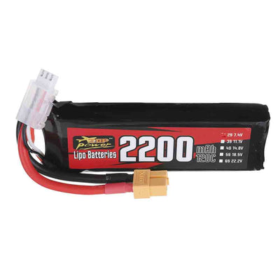 LinkMejor Power 7.4V 2200mAh 120C 2S LiPo Battery XT60 Plug with Adaper for RC Drone