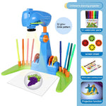 Children's Drawing Projector Toys Set with 32 Cartoon Slides and 12 Color Brushes for 3-6 Years Old Creative Painting Kit