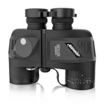 LinkMejor Powerful 10X50 Binoculars HD Military Marine Bird Watching Waterproof Telescope With Internal Rangefinder & Compass Telescope Night Vision Binoculos Teleskop AO3015B