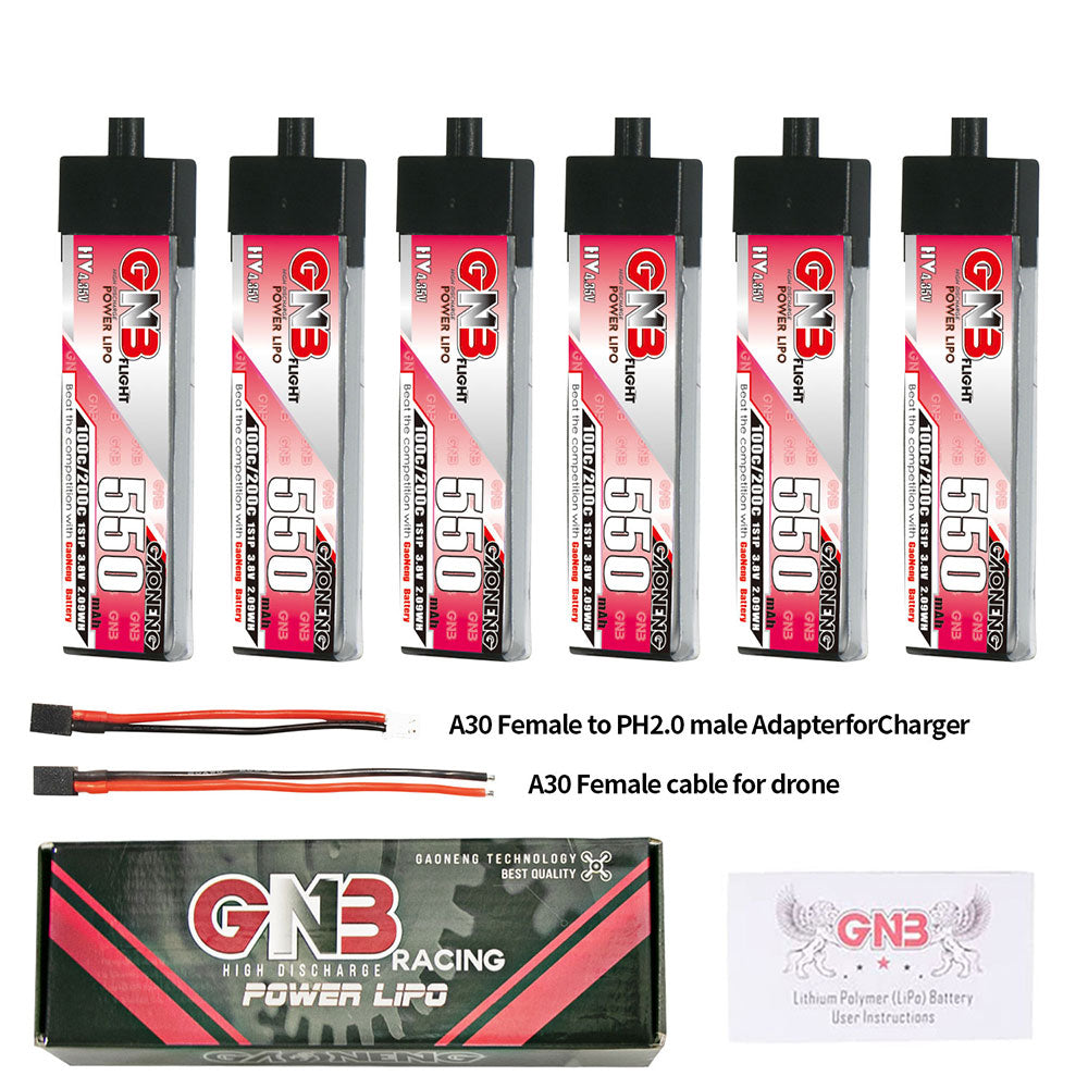 6Pcs LinkMejor 3.8V 550mAh 100C 1S LiHV Battery A30 Plug for HGLRC DraShark Emax Tinyhawk S BetaFPV Beta75X