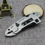 6-in-1 Stainless Steel Multitool Adjustable Wrench Screwdriver Bits Saw Blade Knife Compact Folding Design Ergonomic Handle Camping Hunting DIY Projects Survival Tool Portable