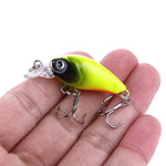 LinkMejor 15PCS 4.5cm 4g Luya Black Bass Fishing Lures 3D Metal Eyes Steel Hook Wobbler Bait for Rock Fishing
