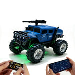LinkMejor HG4-469 RTR 1/64 2.4G RWD Mini H1 Alloy Army Military Truck RC Car Off-Road LED Light Three Speed Support App Remote Control Vehicles Models Pocket Toys Desktop Collection Gift For Boys