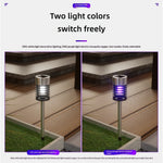 Elfeland 2 Pack Solar Mosquito Killer Lawn Light 2 in 1 UV LED Bug Zapper Auto On Off Waterproof Ground Stake Lamp with High Voltage Grid for Garden Courtyard Outdoor