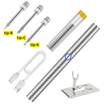 Drillpro 1100mAh Mini Portable Cordless Soldering Iron with Cover Stainless Steel Case Ideal for DIY Projects and Students Includes USB Charging Cable and Extra Tips