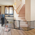 Comomy 198 inch Long Baby Gate, Extra Wide Baby Gate Play Yard 8 Panel Foldable Safety Gate for Pet Child Auto Close Baby Gate for Stairs Doorways Barriers, 30'' Tall, Black