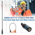 LinkMejor AR-771 SMA-Female AR-771C SMA-Male Antenna Dual Band VHF/UHF High Gain Soft Whip Antenna For Baofeng UV-5R BF-888S UV10R UV-13 Pro Radio