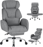 HOFFREE Criss Cross Office Chair with Footrest and  Adjustable Armrests & Headrest 90°-135° Back Adjustable Wide Seat Comfy Desk Ergonomic Office Chair