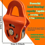 6 Ton Heavy Duty Winch Pulley Block Max Load 13000lbs Steel Cable Synthetic Rope Compatible Truck Tractor ATV UTV Outdoor Rescue Tree Stump Removal