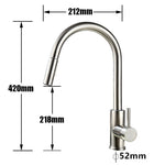 LinkMejor Smart Touch Kitchen Sink Faucet 360 ° Rotation with Pull Down Sprayer Motion Sensor Cold Hot Mixed Tap SUS 304 Stainless Steel Brushed Nickel