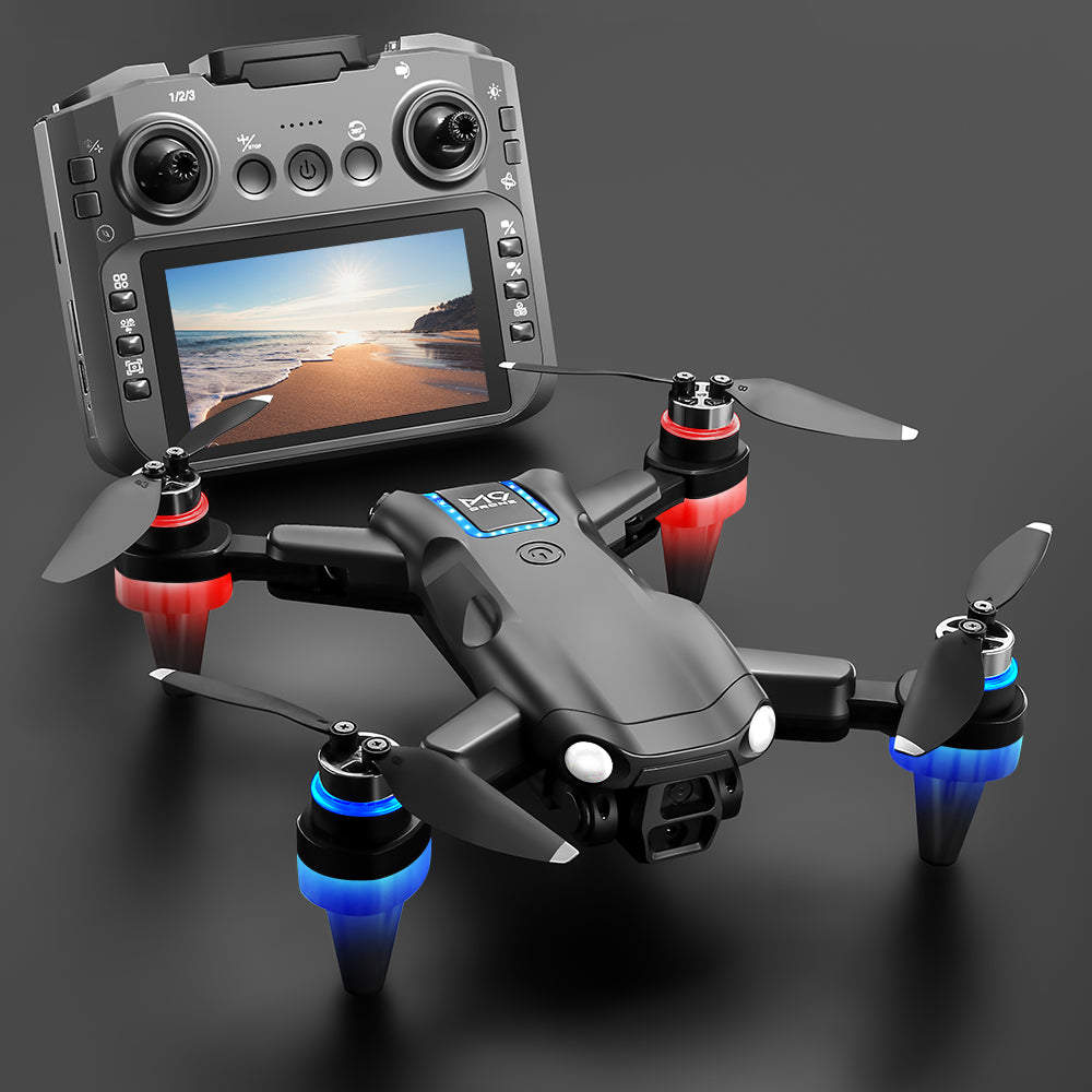 LinkMejor M9 WiFi FPV with 12.5cm LCD Screen Controller HD Dual Camera Servo Gimbal Optical Flow Positioning Brushless Foldable RC Drone Quadcopter RTF