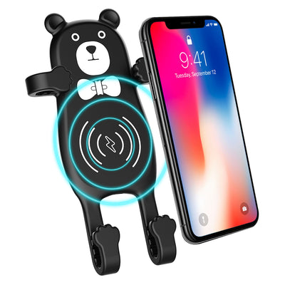 LinkMejor BEAR X8 Car QI Air Vent Wireless Phone Charger Holder Silicon Gel Mount for iPhone XS