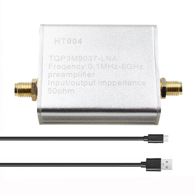 HT004 Full Band Amplifier Preamplifier 100k-6GHz 20dB Gain 5V Ultra-Low Noise 50 Ohm SMA Connector USB Type-C