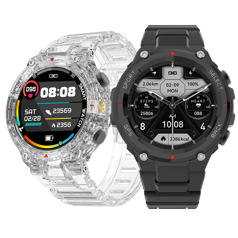 LinkMejor DT5 Sport 1.45inch HD Screen GPS Compass bluetooth Call Heart Rate Blood Pressure Blood Oxygen Monitor Sleep Monitoring Multi-sport Modes Music Playback IP68 Waterproof Smart Watch