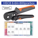 Hexagonal Self-Adjustable Ratchet Ferrule Crimping Tool Kit 23-10AWG 0.25-6mm² Crimper Kit with 400-2000pcs Wire Terminals