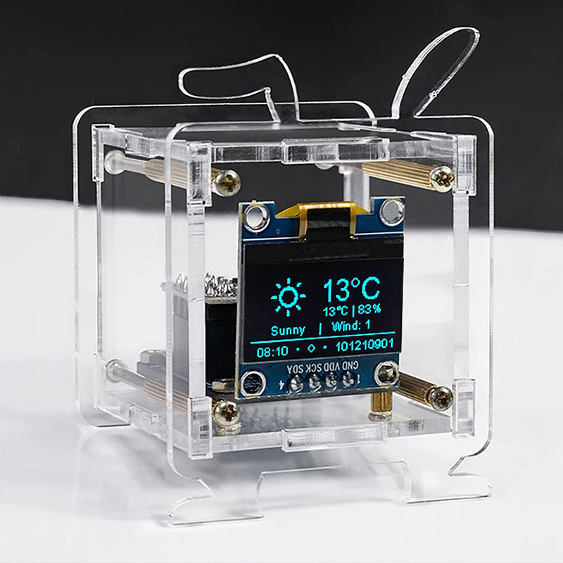 DC5V ESP8266 DIY Electronic Kit Mini Clock Kits OLED Display with Shell DIY Soldering Project