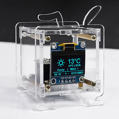 DC5V ESP8266 DIY Electronic Kit Mini Clock Kits OLED Display with Shell DIY Soldering Project