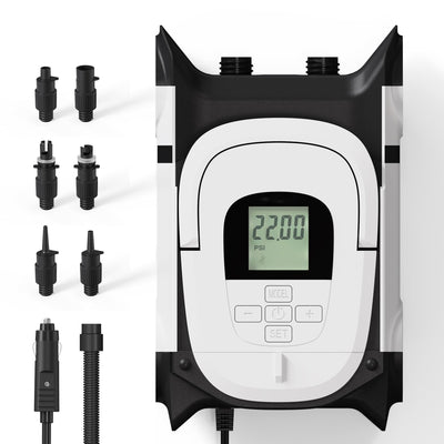 WaveRite/Gicle AP-882L Portable Paddle Board Pump Electric 22PSI Inflator Pump DC12V Dual Stage Air & Auto-Off Suitable for Inflatable Paddle Board Kayak Portable Boat