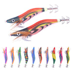 LinkMejor 10pcs Luminous Wooden Shrimp Fishing Lures Artificial Squid Hook Hard Bait for Octopus Cuttlefish