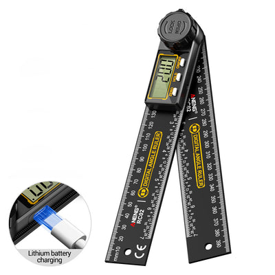 LinkMejor RC02 Smart Digital Angle Finder Ruler 0-360° Measuring Range 200mm LCD Type-C Charging Length Measuring Tools for Woodworking