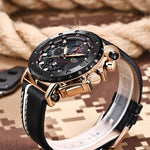 LinkMejor Men's Luxurious Fashion Quartz Watch Calendar Multifunction Waterproof Watch Chronograph Sport Wristwatch