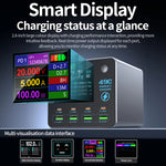 [GaN Tech] WLX-F1 140W 8-Port USB PD Charger with Smart Digital Display 4USB-A+4USB-C+Wireless Charger Pad Support PD QC PPS FCP SCP Fast Charging Desktop Charger Station EU Plug for iPhone 17 17Pro 16 Pro Max 15 14 for Xiaomi 17pro for OPPO