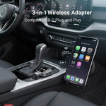LinkMejor Q1AS 3 in 1 Car Wireless CarPlay/Android Auto/AirPIay Box Bluetooth 5.0 Plug and Play iP Screen Mirroring Wired to Wireless Carplay Adapter