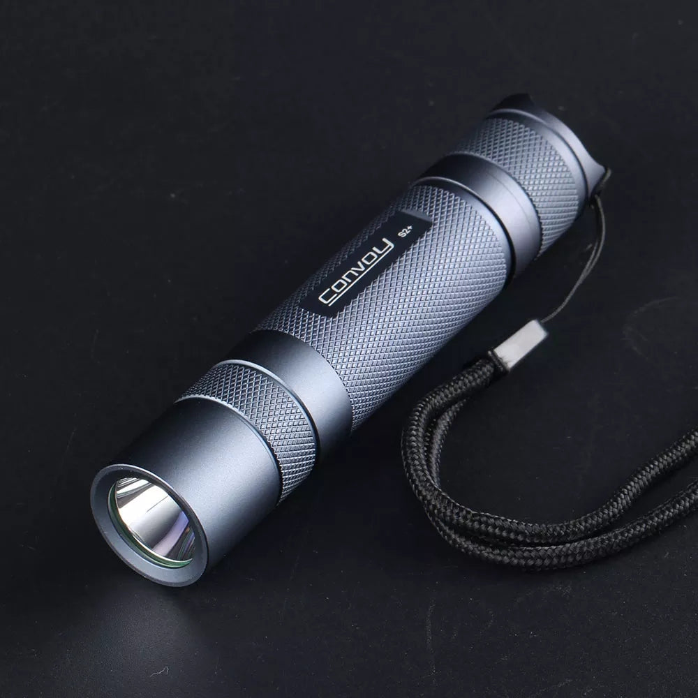 Convoy S2+ Tactical Flashlight, 1800 Lumen Super Bright LED, Compact EDC Flashlight for Camping, Hiking, and Emergencies, 4 Modes, Temperature Protection, Aluminum Body 5000K 6500K