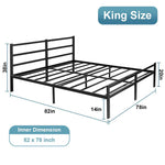 Lusimo King Bed Frame with Headboard 14 Inch Platform Bed Frame No Box Spring Needed Metal King Size Bed Frame with Storage  Heavy Duty Steel Slat and Anti-Slip Support Easy Quick Lock Assembly