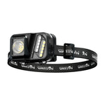 LinkMejor 750 Lumens Rechargeable Lightweight Headlamp with Motion Sensor Running & Helmet Light LED Head Torch 5 Modes for Night Running Fishing Camping Cycling Work
