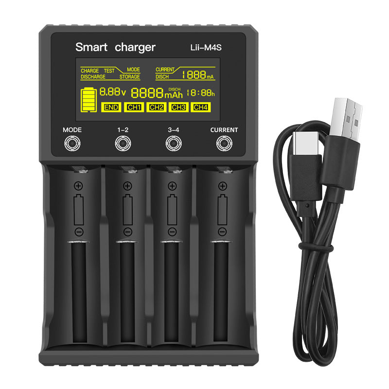 Lii M4S Smart Battery Charger 4 Slot Fast Charging 4 Touch Control Multi Working Modes Rechargeable Battery with LCD Display