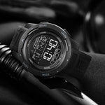 LinkMejor Men's Sports LED Luminous Digital Watch Multifunctional Waterproof Comfortable TPU Strap Electronic Watch