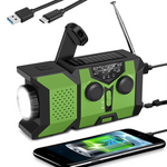 LinkMejor Emergency Hand Crank Radio Solar Powered Radio with Power Bank SOS Alarm LED Flashlight AM/FM/WB Weather Radio Portable Radio IPX3 Waterproof for Outdoor Camping and Emergency