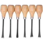 6pcs Wood Carving Chisel Set Ergonomic Beech Wood Handle Heat Treated Steel Blades Professional Woodworking Tools for DIY Craft Carving and Turning