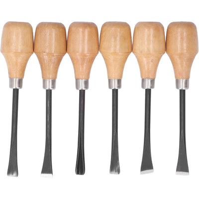 6pcs Wood Carving Chisel Set Ergonomic Beech Wood Handle Heat Treated Steel Blades Professional Woodworking Tools for DIY Craft Carving and Turning