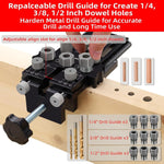 Dowel Jig Kit with Quick Positive Stop and Clamp Adjustable Doweling Jig for Drill 1/4 3/8 and 1/2 Inch Accurate Straight Dowel Holes Fit Any Thickness Wood Joints for Cabinet Furniture