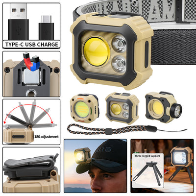 LinkMejor WK08 Series Multi-angle Headlamp with Digital Display Adjustable Color Temperature Magnetic Work Light Waterproof Design for Fishing Repair Reading